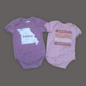 Bundle of 2 MISSOURI  HOME FREE Infant Baby Girls' Sz 0-3m Bodysuits EXCELLENT